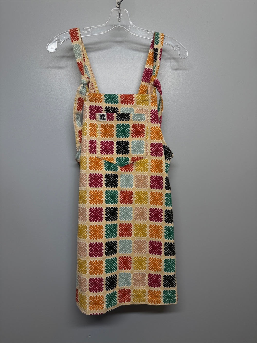 Lucy & Yak Printed Corduroy Pinafore Retro Overall Mini Dress